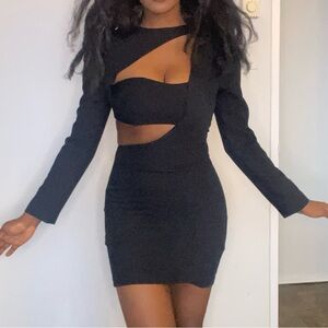 Zara Blazer Black Cut-Out mini Dress Asymmetrical cuts S